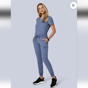 Mandala Scrub Top And Pants Periwinkle Blue XXS